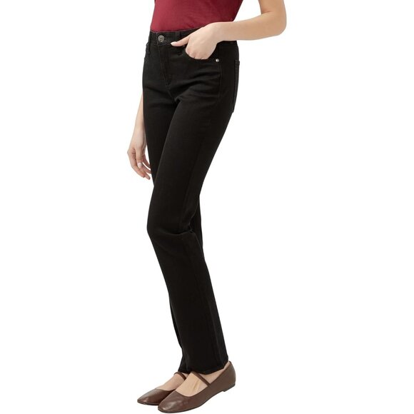 Women's Ruby Mid Rise Straight Leg Jeans Black 4 Cotton Blend Comfort - Picture 4 of 4